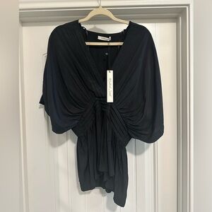 Mustard Seed Pleated Kimono Black Women's Blouse